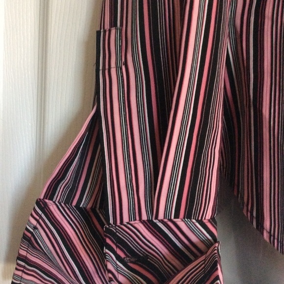 Striped Pink and Black Button Up Blouse - Picture 2 of 9